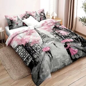 Paris Eiffel Tower Themed Duvet Cover King (Nwt)